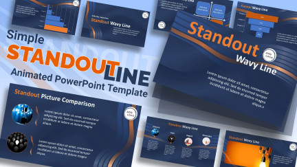 A collage of presentation slides from Standout Line PowerPoint Template