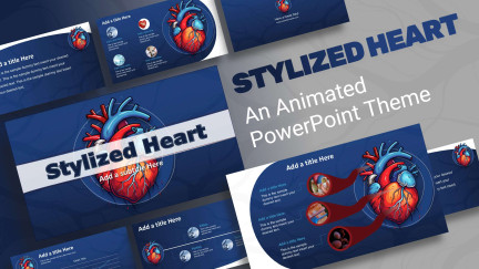 A collage of presentation slides from Stylized Heart Health PowerPoint Theme