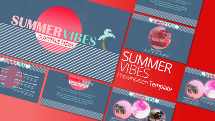 A collage of presentation slides from Summer VIbes PowerPoint Template