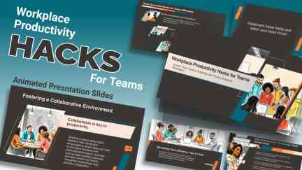 A collage of presentation slides from Team Productivity PowerPoint Template