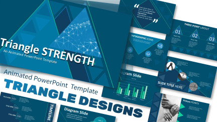 A collage of presentation slides from Triangle Strength PowerPoint Template