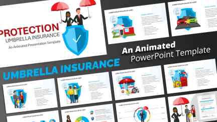 A collage of presentation slides from Umbrella Insurance PowerPoint Slides