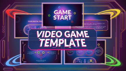 A collage of presentation slides from Video Game Template