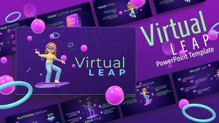 A collage of presentation slides from Virtual Leap PowerPoint Template