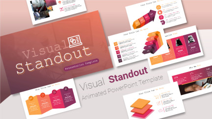 A collage of presentation slides from Visual Standout PowerPoint Template