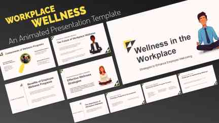 A collage of presentation slides from Wellness in the Workplace - Editable Presentation Template