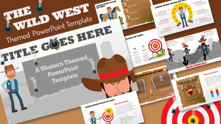 A collage of presentation slides from Western themed Template for PowerPoint