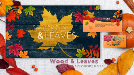 A collage of presentation slides from Wood And Leaves PowerPoint Template