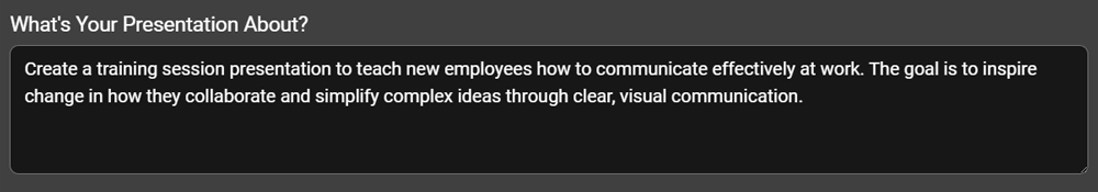 AI Presentation Wizard example