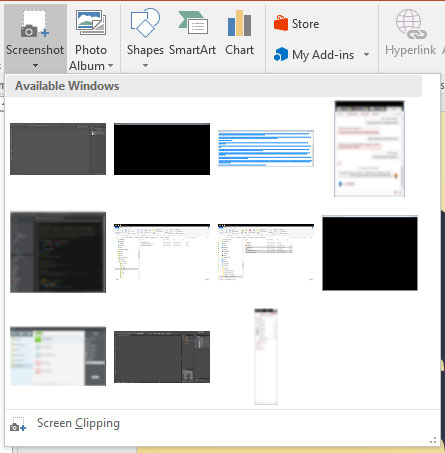 Take a screenshot straight from PowerPoint
