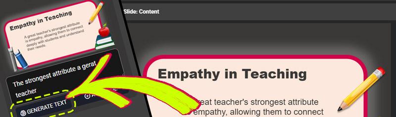 Generate Again button for slide text